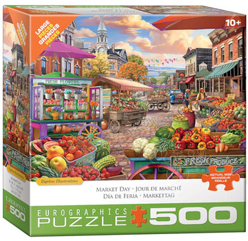 Eurographics Eurographics Bigelow Illustrations: Market Day Large Pieces Family Puzzle 500pcs
