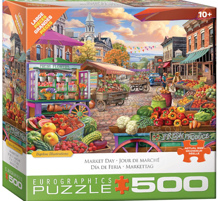 Eurographics Bigelow Illustrations: Market Day Large Pieces Family Puzzle 500pcs