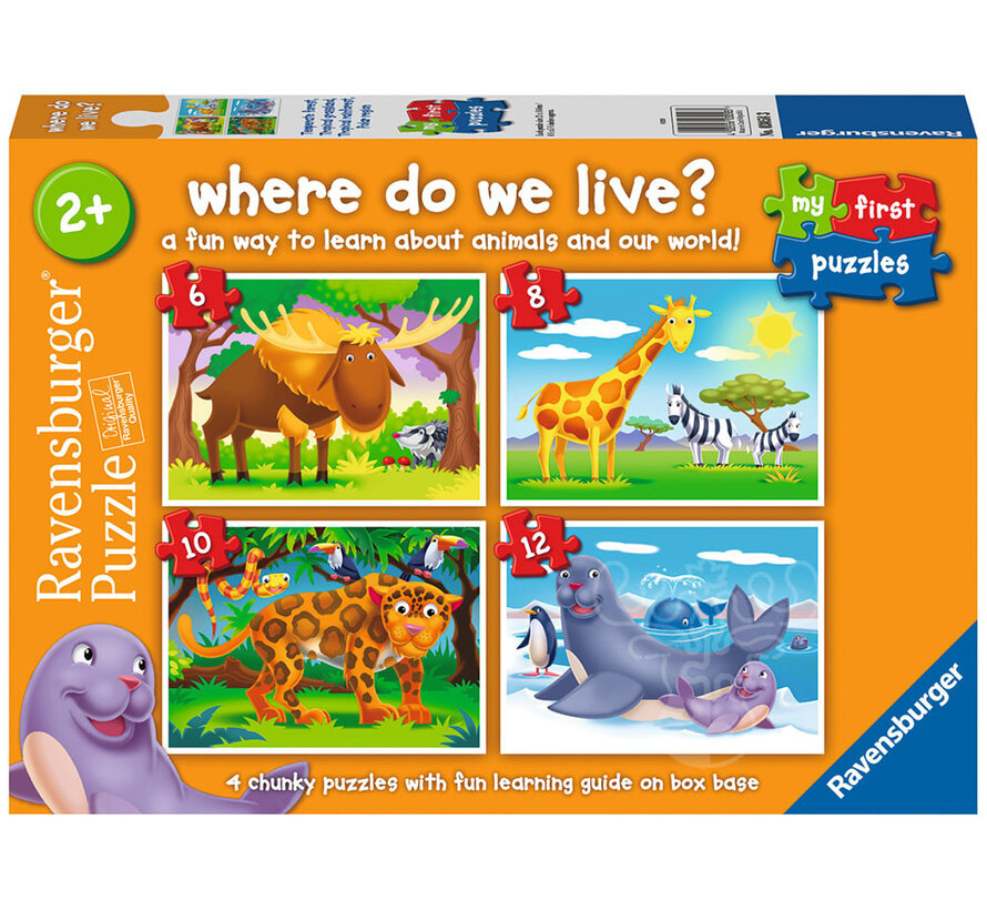 Ravensburger My First Puzzle: Where do We Live Puzzle 6, 8, 10, 12 pcs