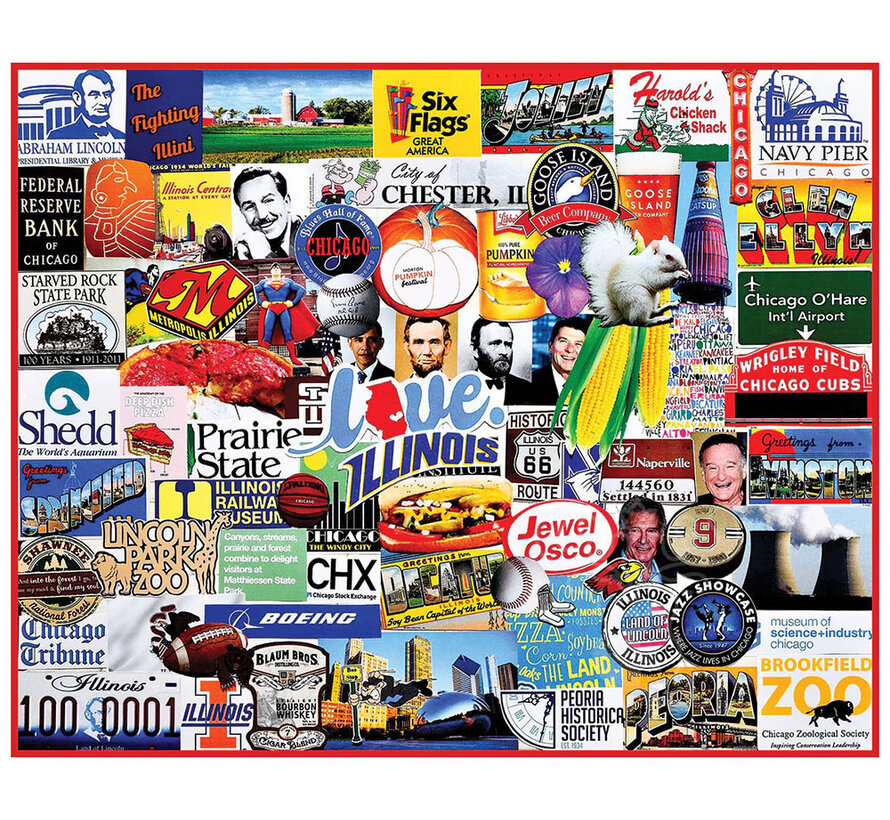 FINAL SALE White Mountain I Love Illinois Puzzle 1000pcs