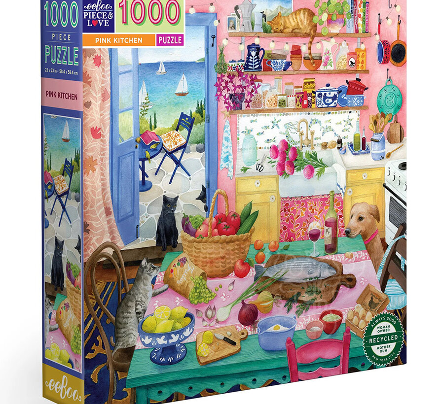 eeBoo Pink Kitchen Puzzle 1000pcs