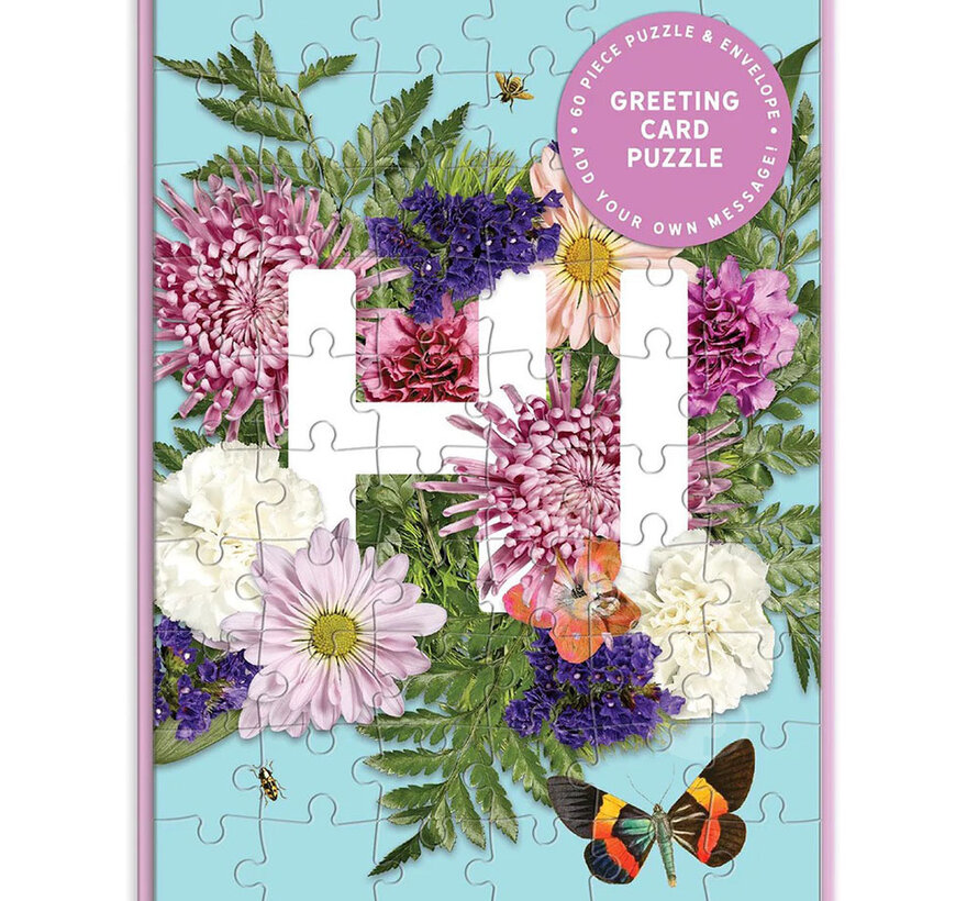 Galison Say It With Flowers Hi Greeting Card Puzzle 60pcs