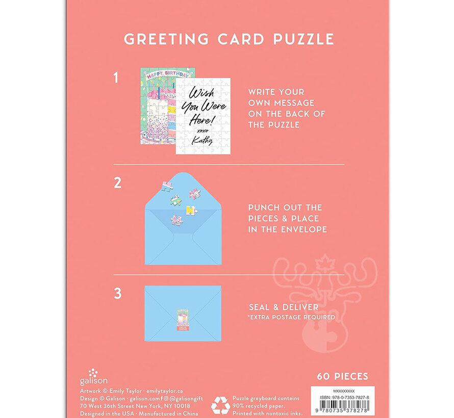 Galison Confetti Birthday Cake Greeting Card Puzzle 60pcs