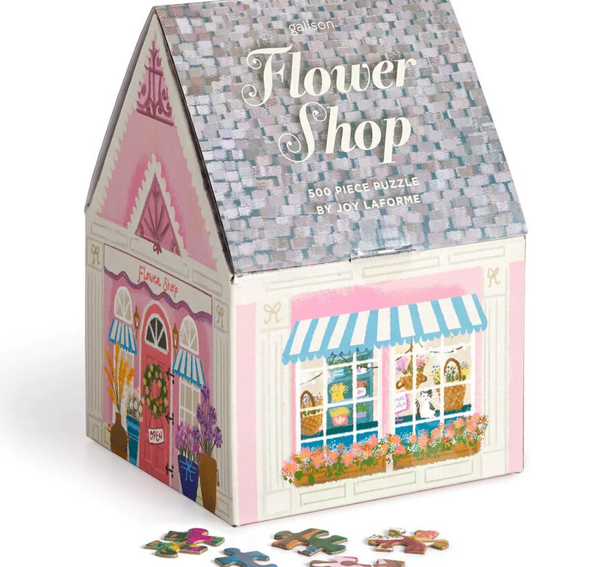 Galison Joy Laforme Flower Shop Puzzle 500pcs in a House Shaped Box