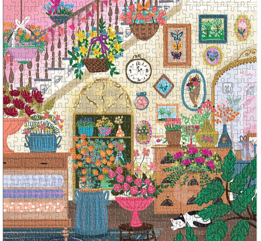 Galison Joy Laforme Flower Shop Puzzle 500pcs in a House Shaped Box
