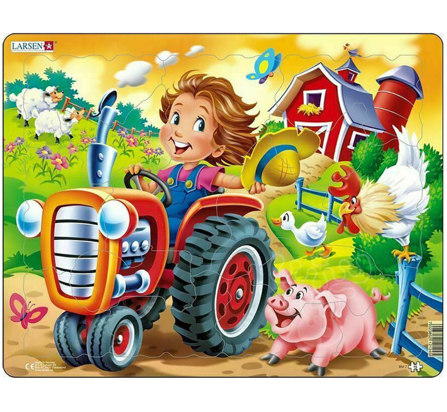 Larsen Farm Kid with Tractor Tray Puzzle 15pcs