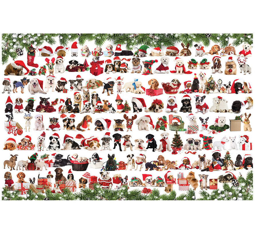 FINAL SALE Eurographics Holiday Dogs Puzzle 1000pcs Tin