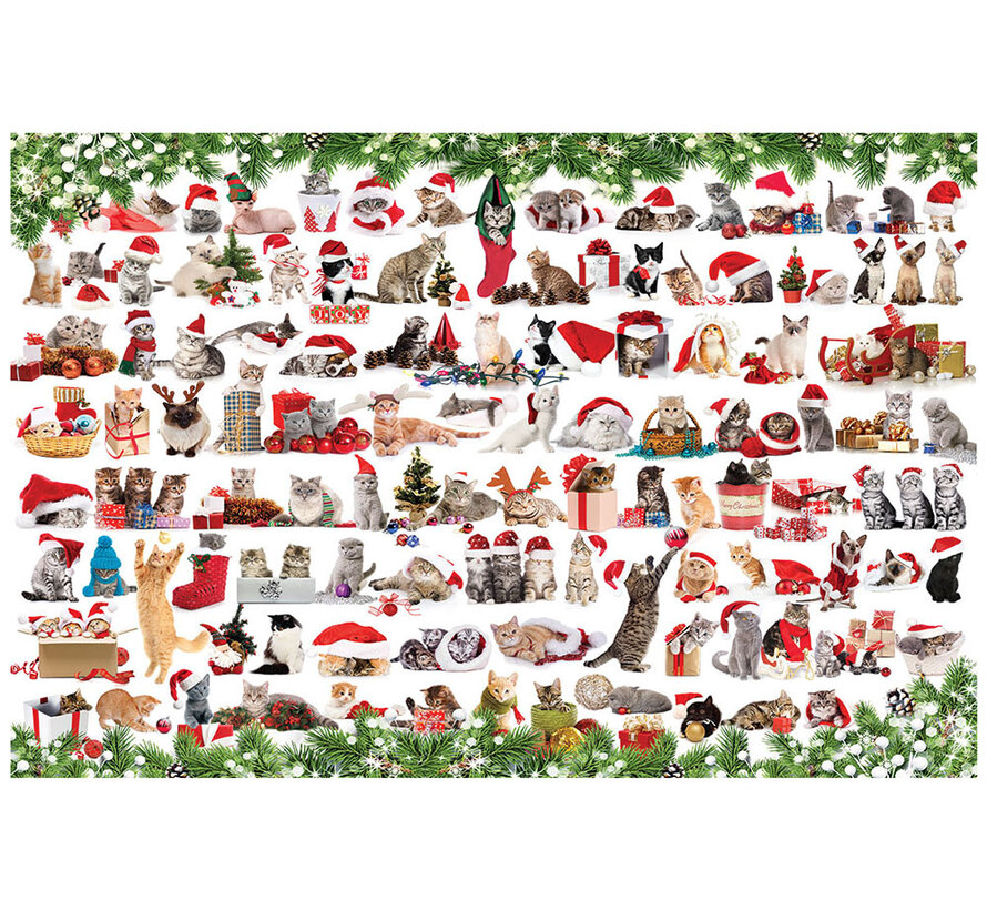 FINAL SALE Eurographics Holiday Cats Puzzle 1000pcs Tin