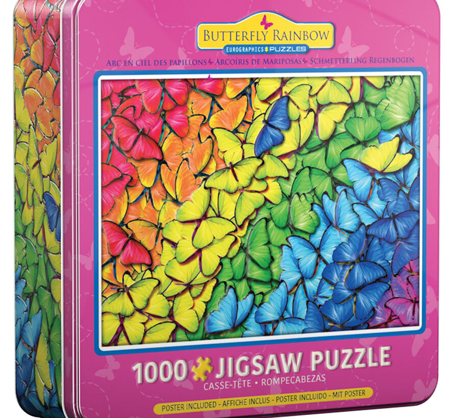 FINAL SALE Eurographics Butterfly Rainbow Puzzle 1000pcs Tin