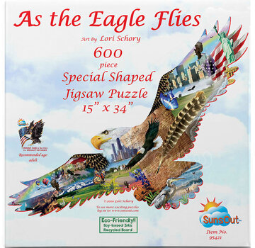 SunsOut FINAL SALE SunsOut As the Eagle Flies Shaped Puzzle 600pcs