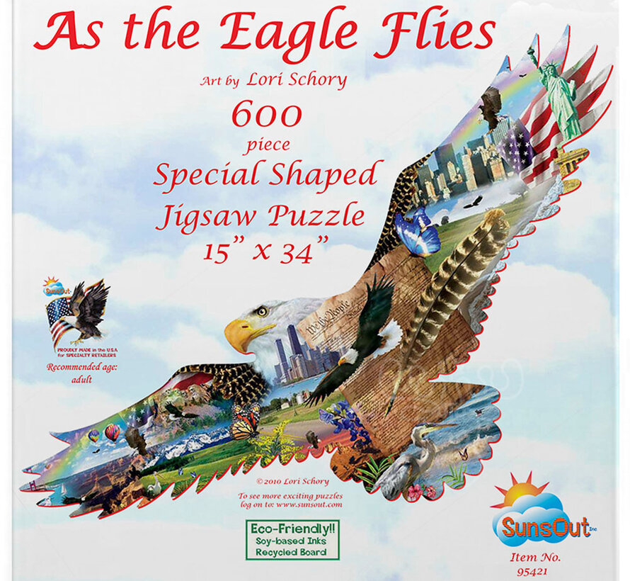 FINAL SALE SunsOut As the Eagle Flies Shaped Puzzle 600pcs