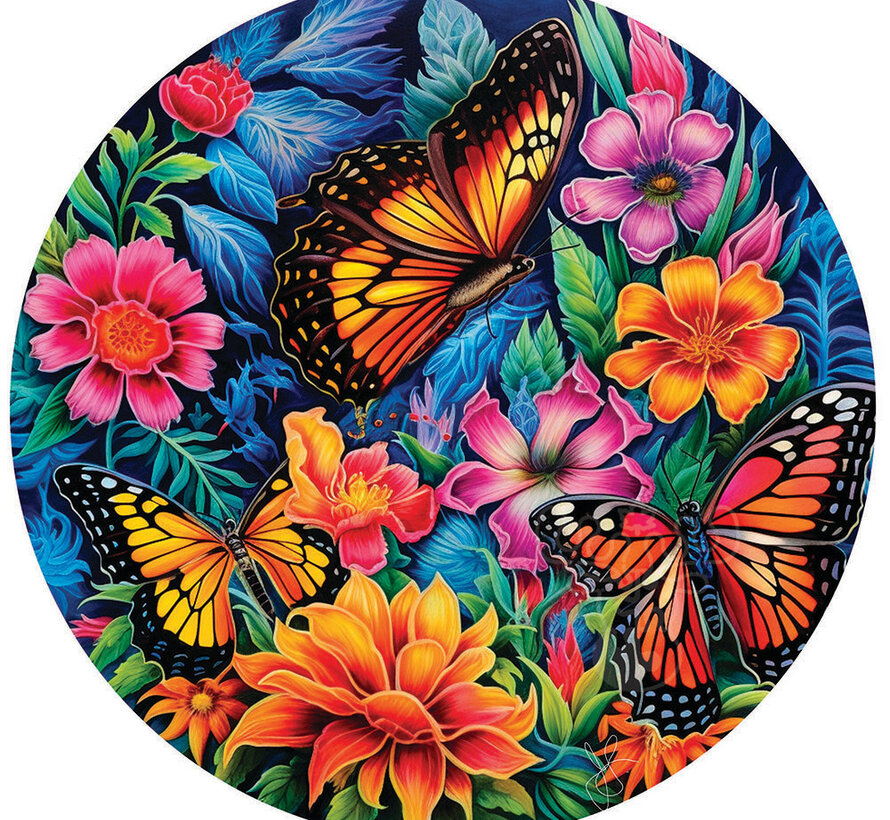 SunsOut Beautiful Butterflies Round Puzzle 500pcs