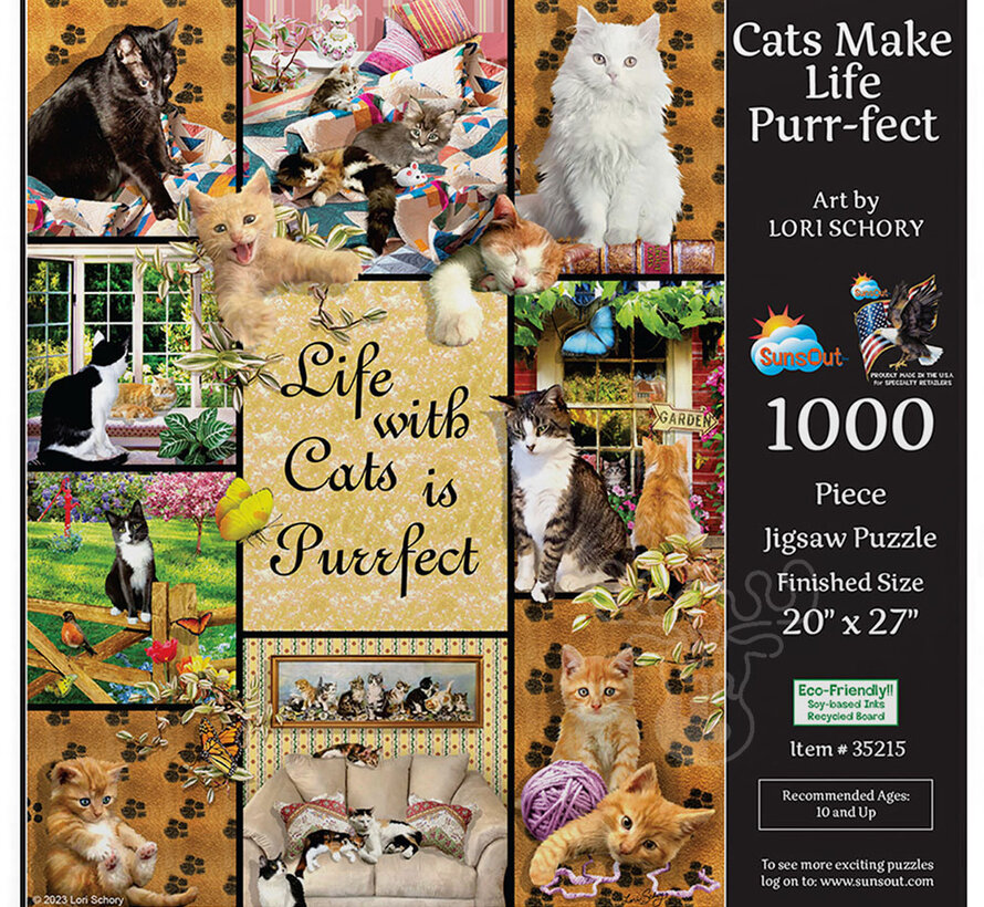 FINAL SALE SunsOut Cats Make Life Purr-fect Puzzle 1000pcs