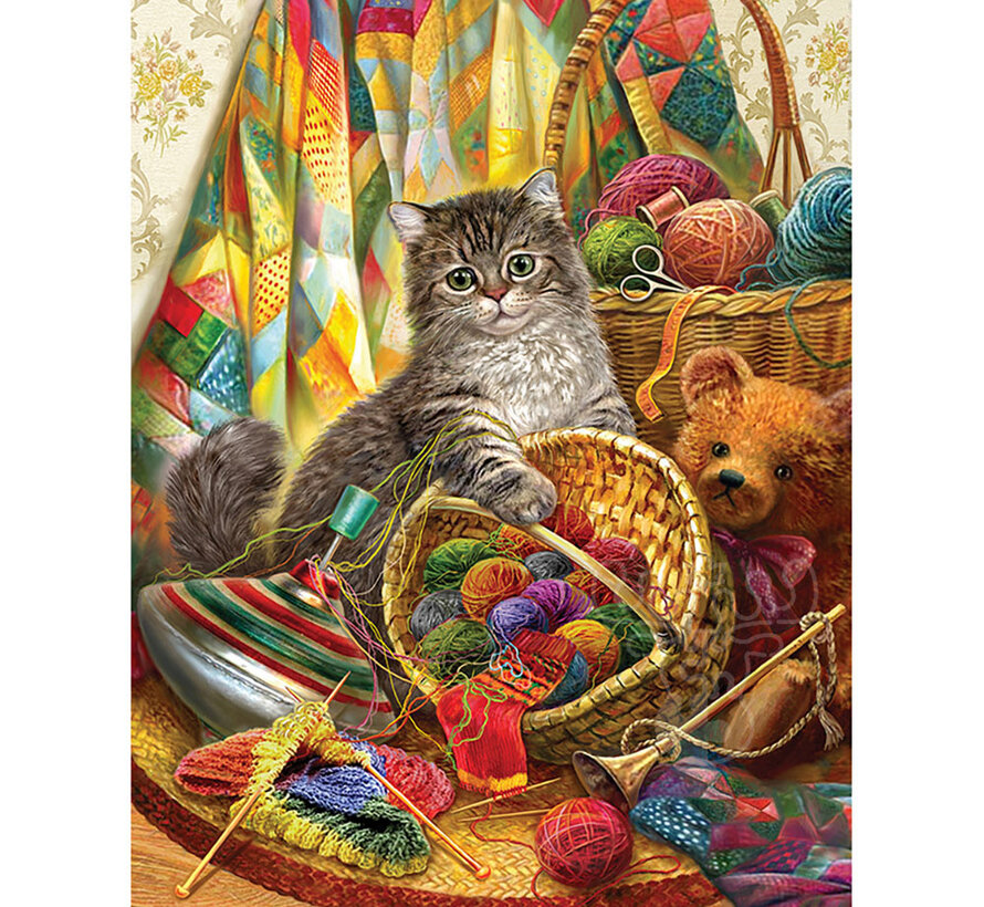 FINAL SALE SunsOut Kitten and Wool Puzzle 1000pcs