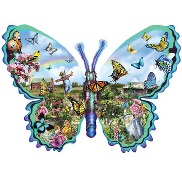 SunsOut SunsOut  Butterfly Farm Shaped Puzzle 1000pcs