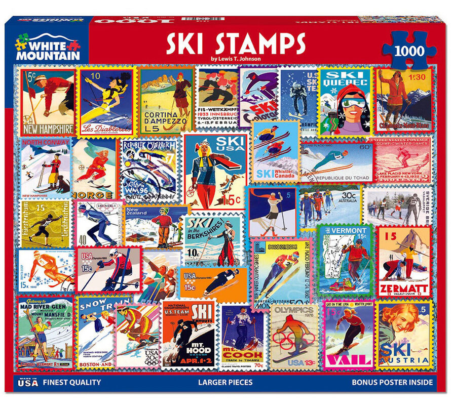 White Mountain Ski Stamps Puzzle 1000pcs
