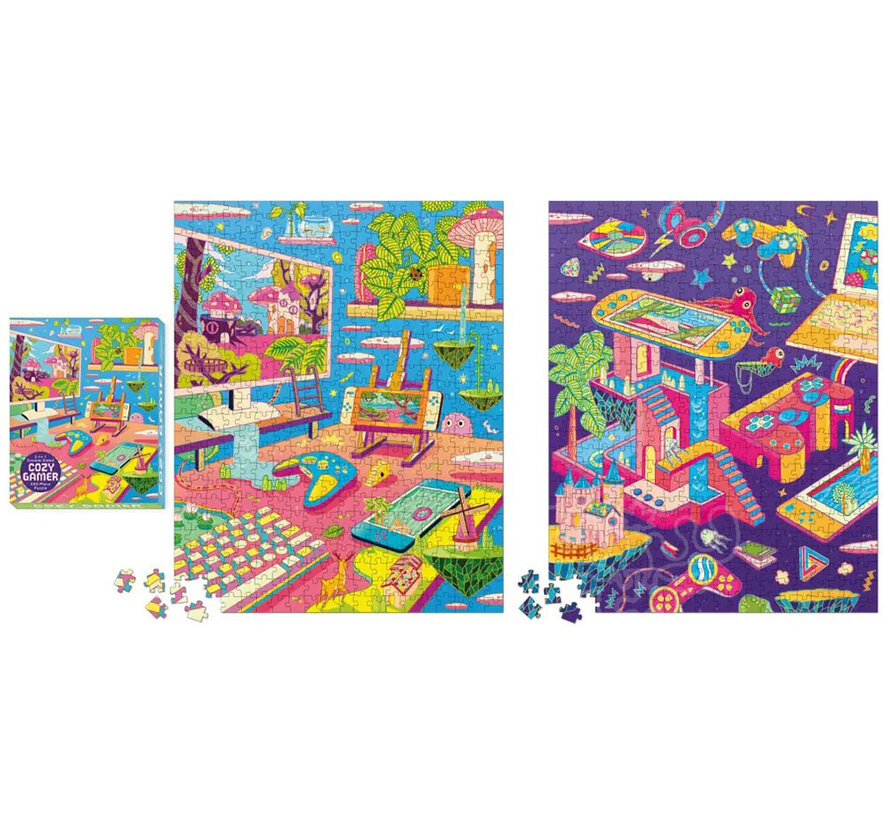 RP Studio Cozy Gamer 2-in-1 Double-Sided Puzzle 500pcs