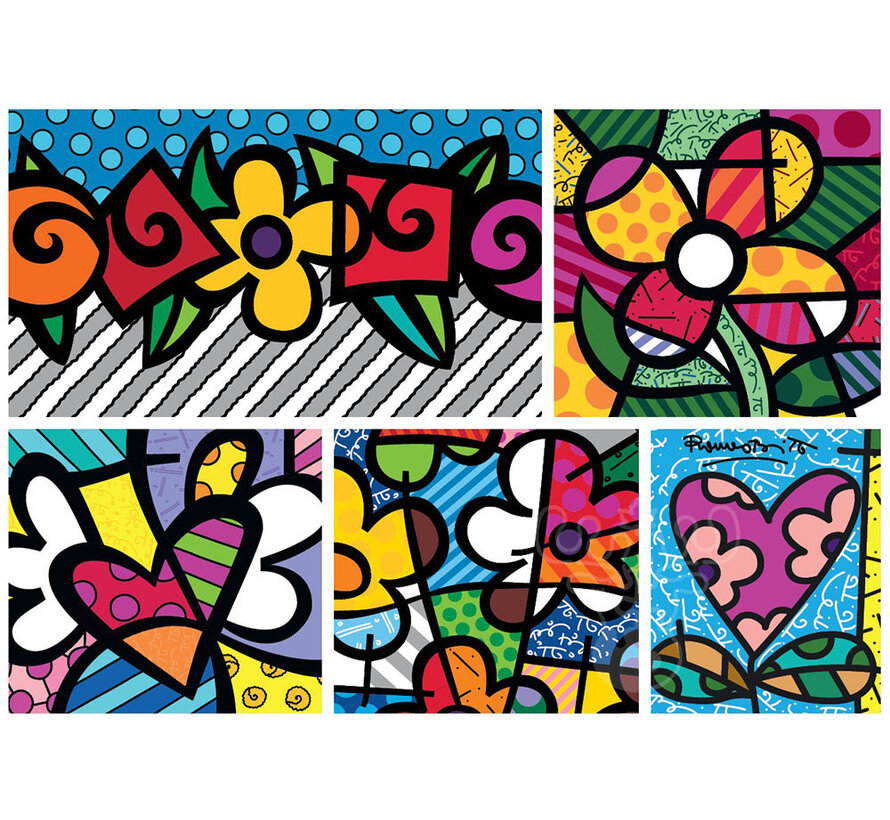 Bluebird Romero Britto - Collage: Hearts and Flowers Puzzle 1500pcs