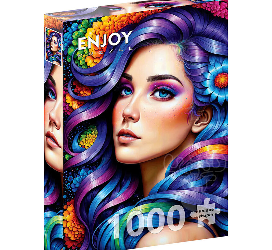 Enjoy Rainbow Flower Portrait Puzzle 1000pcs