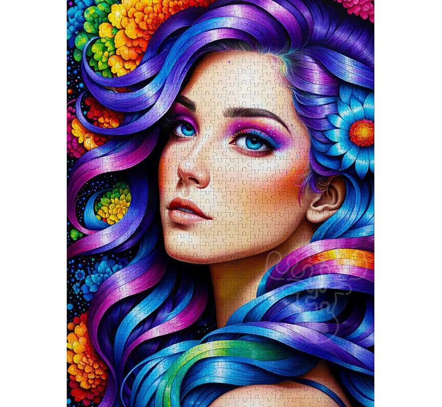 Enjoy Rainbow Flower Portrait Puzzle 1000pcs