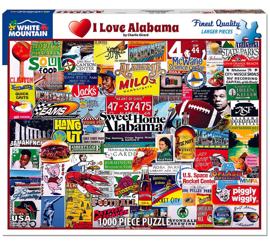 White Mountain I Love Alabama Puzzle 1000pcs