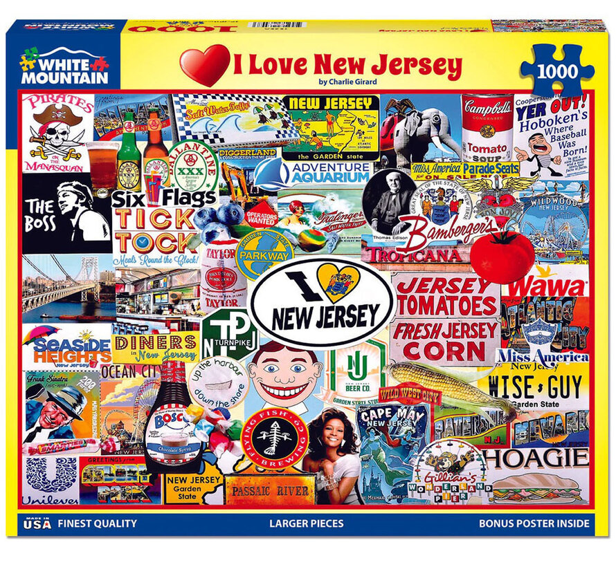 White Mountain I Love New Jersey Puzzle 1000pcs