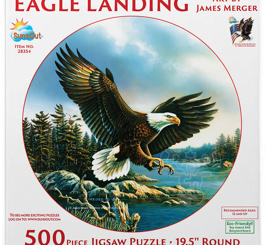 SunsOut Eagle Landing Round Puzzle 500pcs