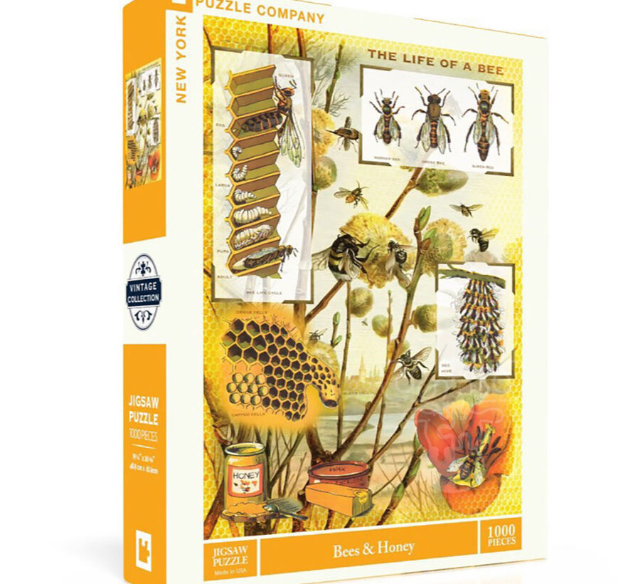 FINAL SALE New York Puzzle Co. Vintage Collection: Bees & Honey Puzzle 1000pcs