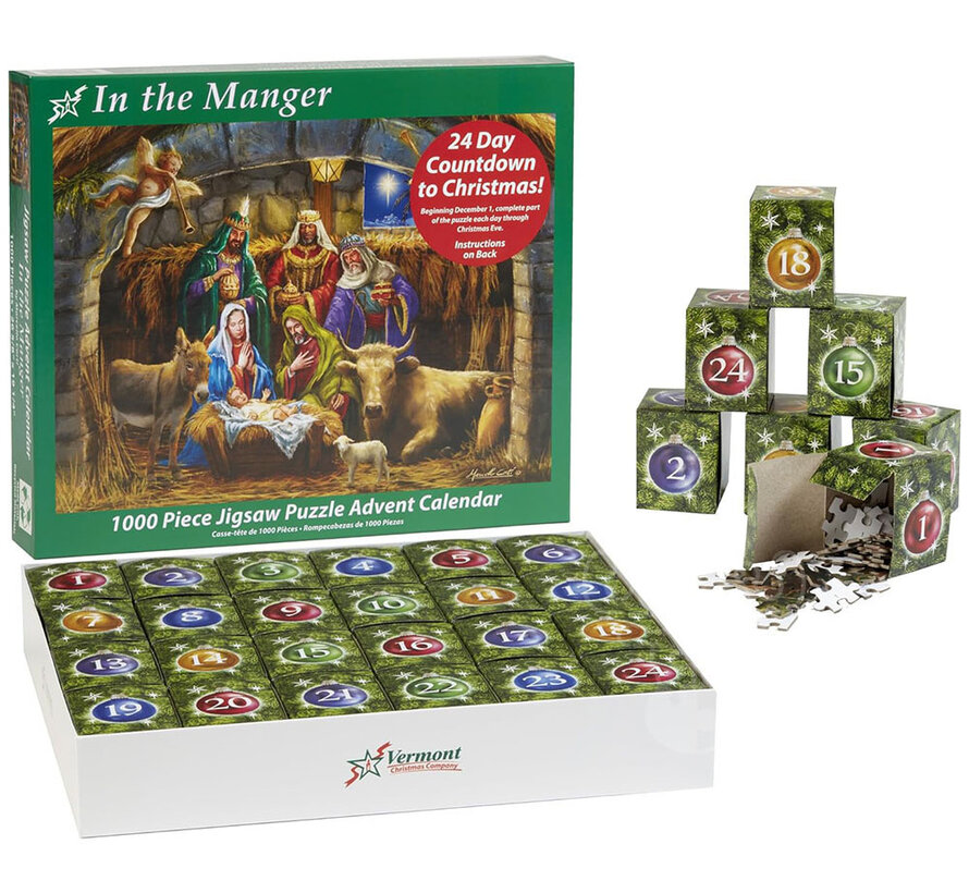 Vermont Christmas Co. In the Manger Advent Calendar Puzzle 1000pcs