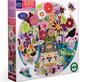 EeBoo eeBoo Fruits & Flowers Still Life  Round Puzzle 500pcs