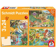 Schmidt Schmidt Dinosaur Fun Puzzle 3 x 24pcs