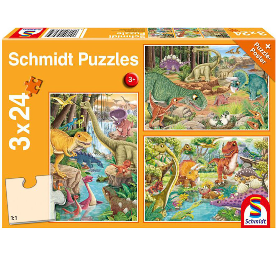 Schmidt Dinosaur Fun Puzzle 3 x 24pcs