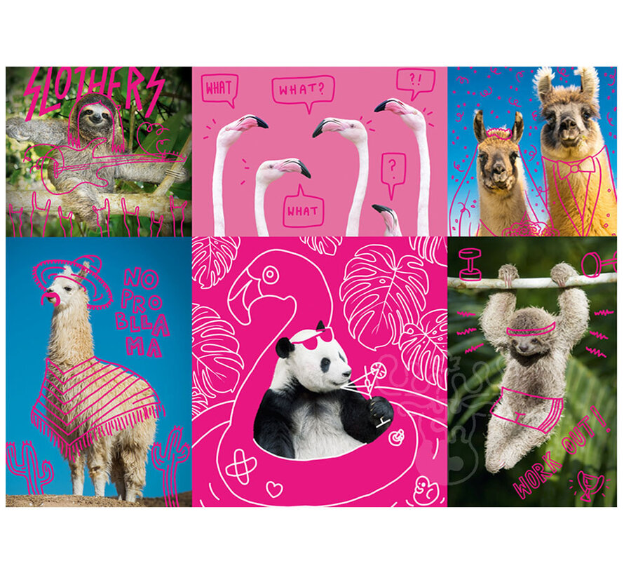 FINAL SALE Trefl Neon Color Line: Crazy Animals Puzzle 1000pcs