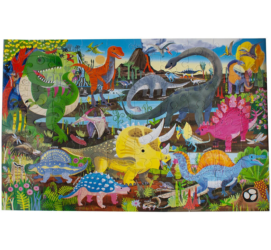 eeBoo Land of Dinosaurs Puzzle 100pcs