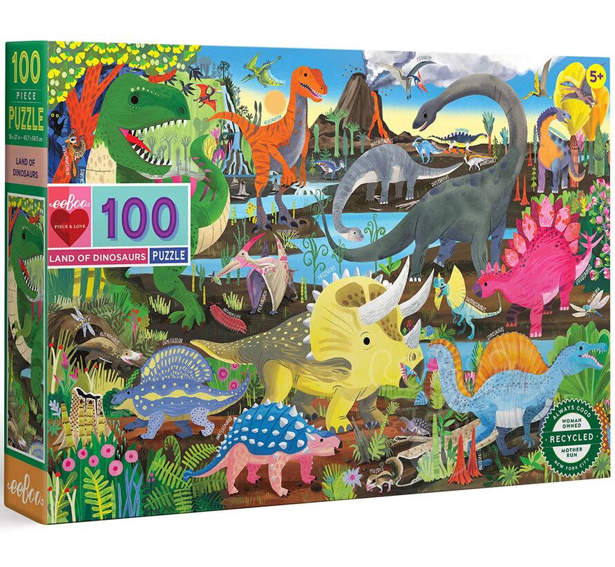 eeBoo Land of Dinosaurs Puzzle 100pcs