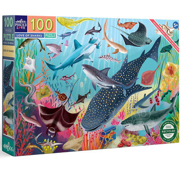 EeBoo eeBoo Love of Sharks Puzzle 100pcs