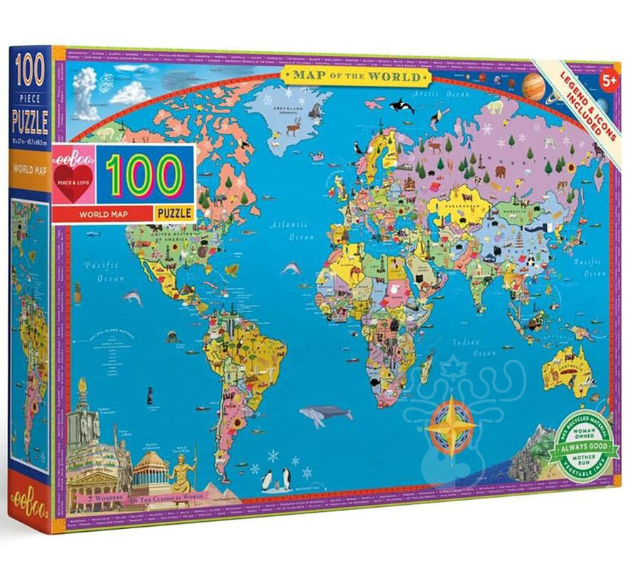 eeBoo World Map Puzzle 100pcs