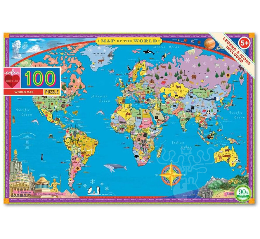 eeBoo World Map Puzzle 100pcs