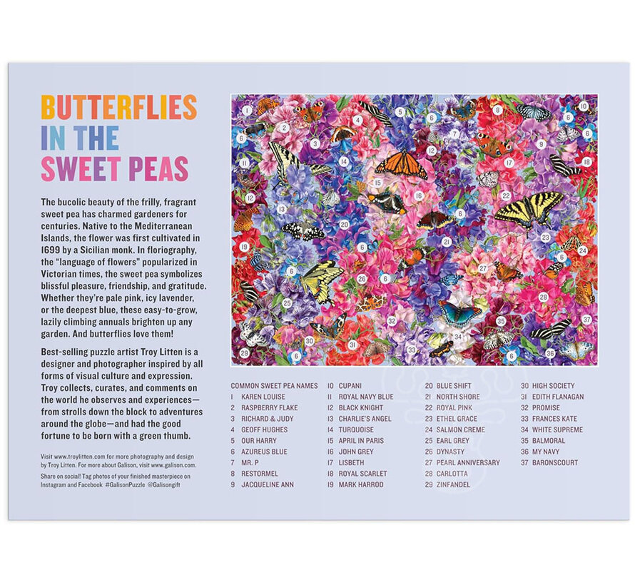 Galison Butterflies In the Sweet Peas Puzzle 1000pcs