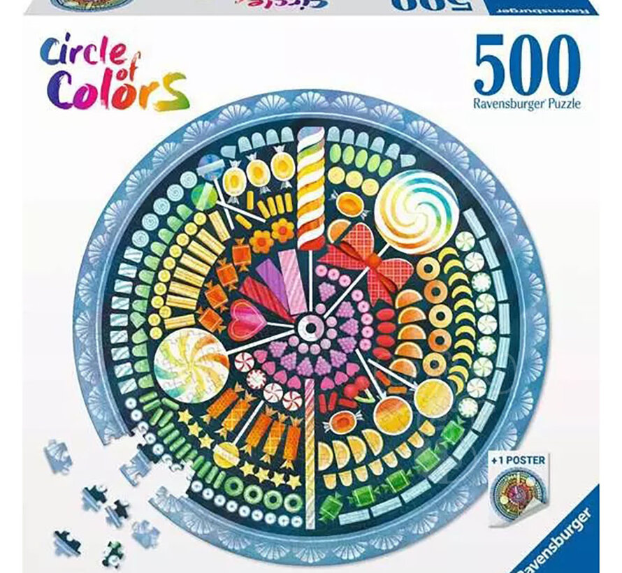 Ravensburger Circle of Colors: Candy Round Puzzle 500pcs - Import