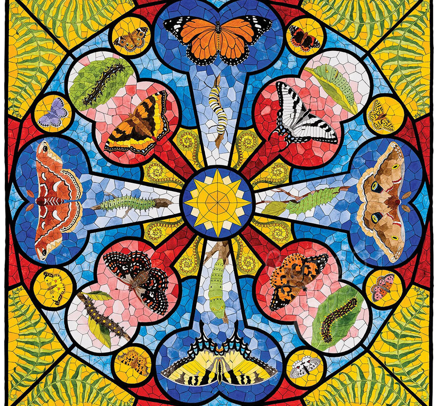 Pomegranate Cohen, David: Butterfly Rose Window Puzzle 1000pcs