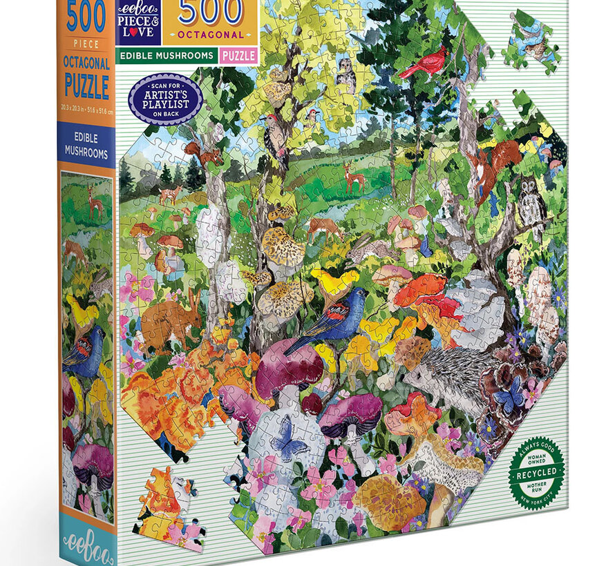 FINAL SALE eeBoo Edible Mushrooms Octagon Puzzle 500pcs