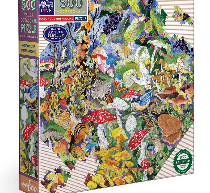 eeBoo Poisonous Mushrooms Octagon Puzzle 500pcs