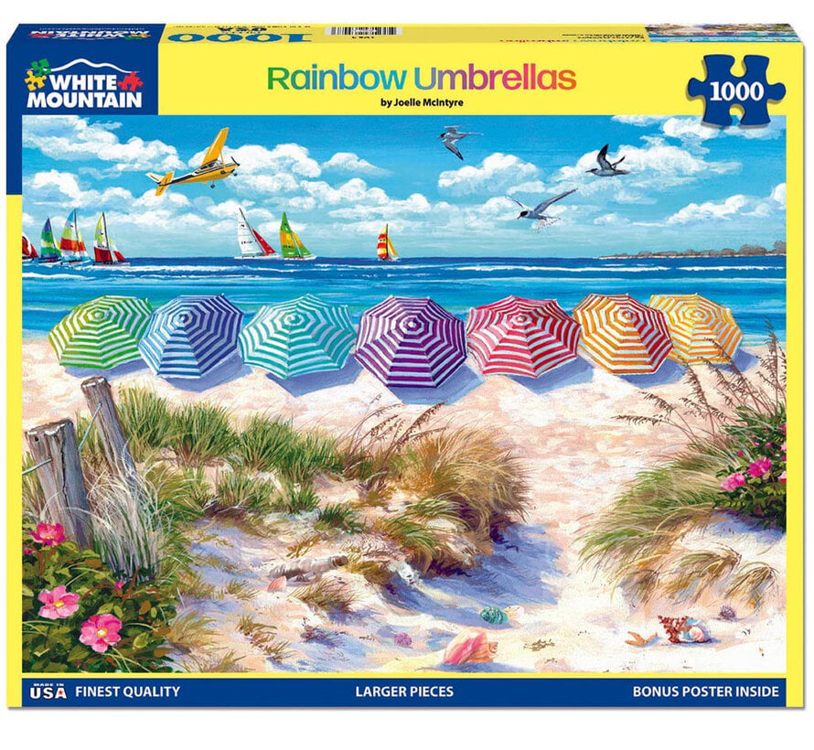 White Mountain Rainbow Umbrellas Puzzle 1000pcs