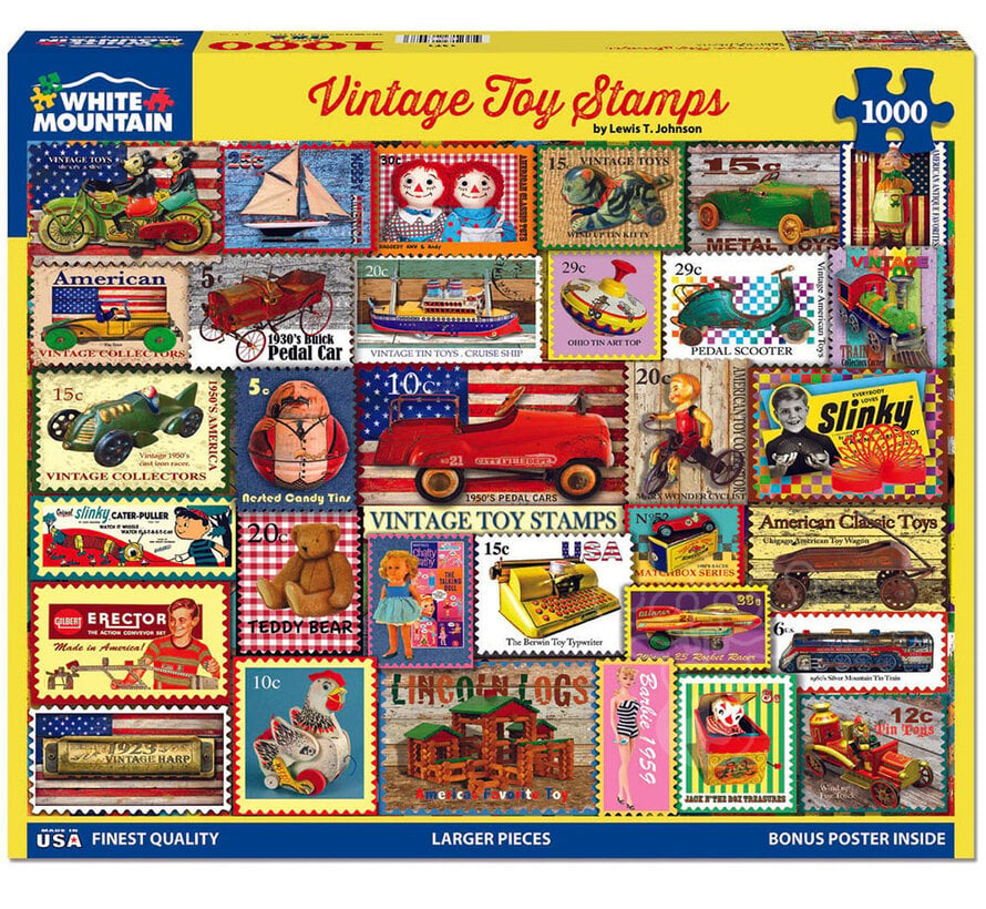 White Mountain Vintage Toy Stamps Puzzle 1000pcs