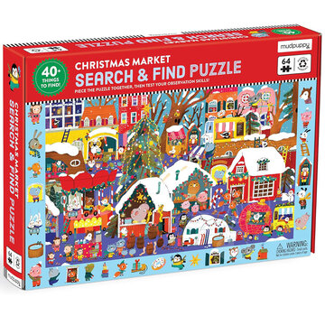 Mudpuppy Mudpuppy Christmas Market Search & Find Puzzle 64pcs