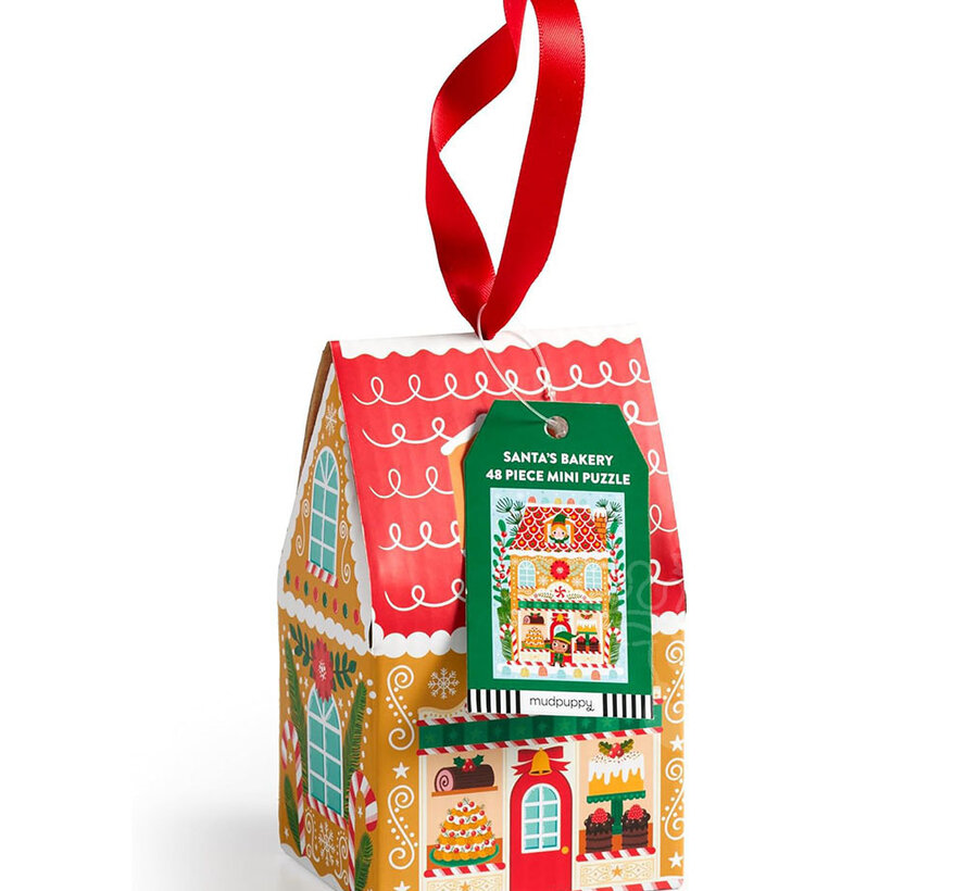 Galison Santa's Bakery Mini Puzzle 48pcs Ornament Box