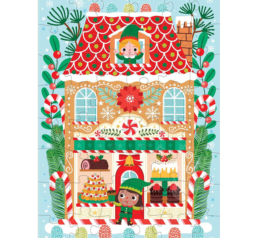 Galison Santa's Bakery Mini Puzzle 48pcs Ornament Box
