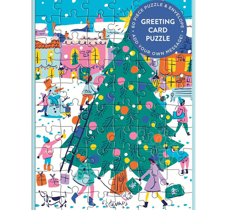 Galison Merry & Bright Greeting Card Puzzle 60pcs