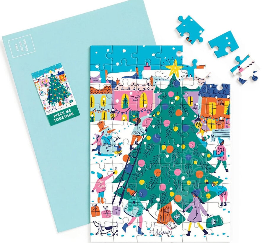 Galison Merry & Bright Greeting Card Puzzle 60pcs